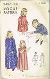 1950s Vintage Vogue Sewing Pattern 2457 Toddler Girls Smock or Robe Size 4