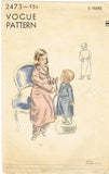 1940s Vintage Vogue Pattern 2473 Cute Toddler Girls Bathrobe Size 6