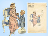 1940s Vintage Vogue Pattern 2473 Cute Toddler Girls Bathrobe Size 6