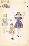 Vogue 2599: 1950s Cute Toddler Girls Party Dress Size 2 Vintage Sewing Pattern