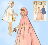 1950s Vintage Vogue Sewing Pattern 2766 Darling Toddler Girls Hooded Cape Size 4