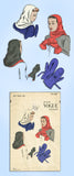 1940s Rare Original Vintage Vogue Pattern 3030 Misses Hood Helmet Hat & Gloves