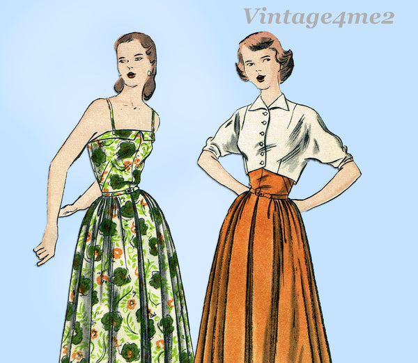 Vogue 3206: 1940s Junior Misses Sun Dress & Topper Sz 31.5B Vintage Sewing Pattern