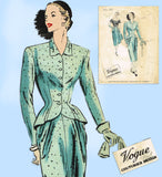 Vogue Couturier 328: 1940s Rare Misses Suit & Blouse 34B Vintage Sewing Pattern
