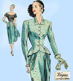 Vogue Couturier 328: 1940s Rare Misses Suit & Blouse 34B Vintage Sewing Pattern