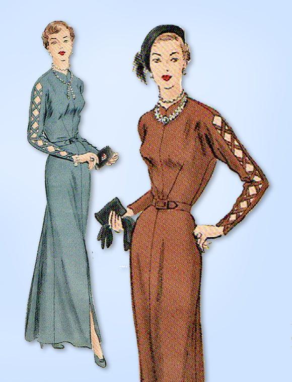 1940s Original Vintage Vogue Special Design S-4036 Uncut Formal Dress Sz 34 Bust