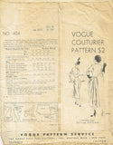 Vogue Couturier 404: 1940s Rare Designer Dress Size 34 B Vintage Sewing Pattern
