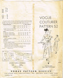 Vogue Couturier 466: 1940s Rare Designer Dress Size 34 B Vintage Sewing Pattern