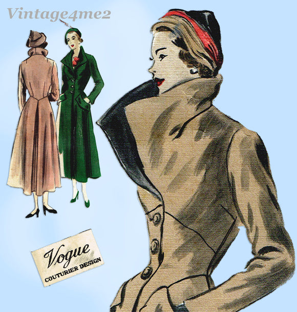 Vogue Couturier 490: 1940s Rare Designer Coat Size 34 B Vintage Sewing Pattern