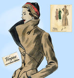 Vogue Couturier 490: 1940s Rare Designer Coat Size 34 B Vintage Sewing Pattern