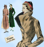 Vogue Couturier 490: 1940s Rare Designer Coat Size 34 B Vintage Sewing Pattern