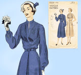 Vogue 7035: 1950s Rare Misses Tucked Dress Size 32 Bust Vintage Sewing Pattern