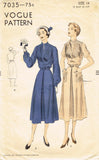 Vogue 7035: 1950s Rare Misses Tucked Dress Size 32 Bust Vintage Sewing Pattern
