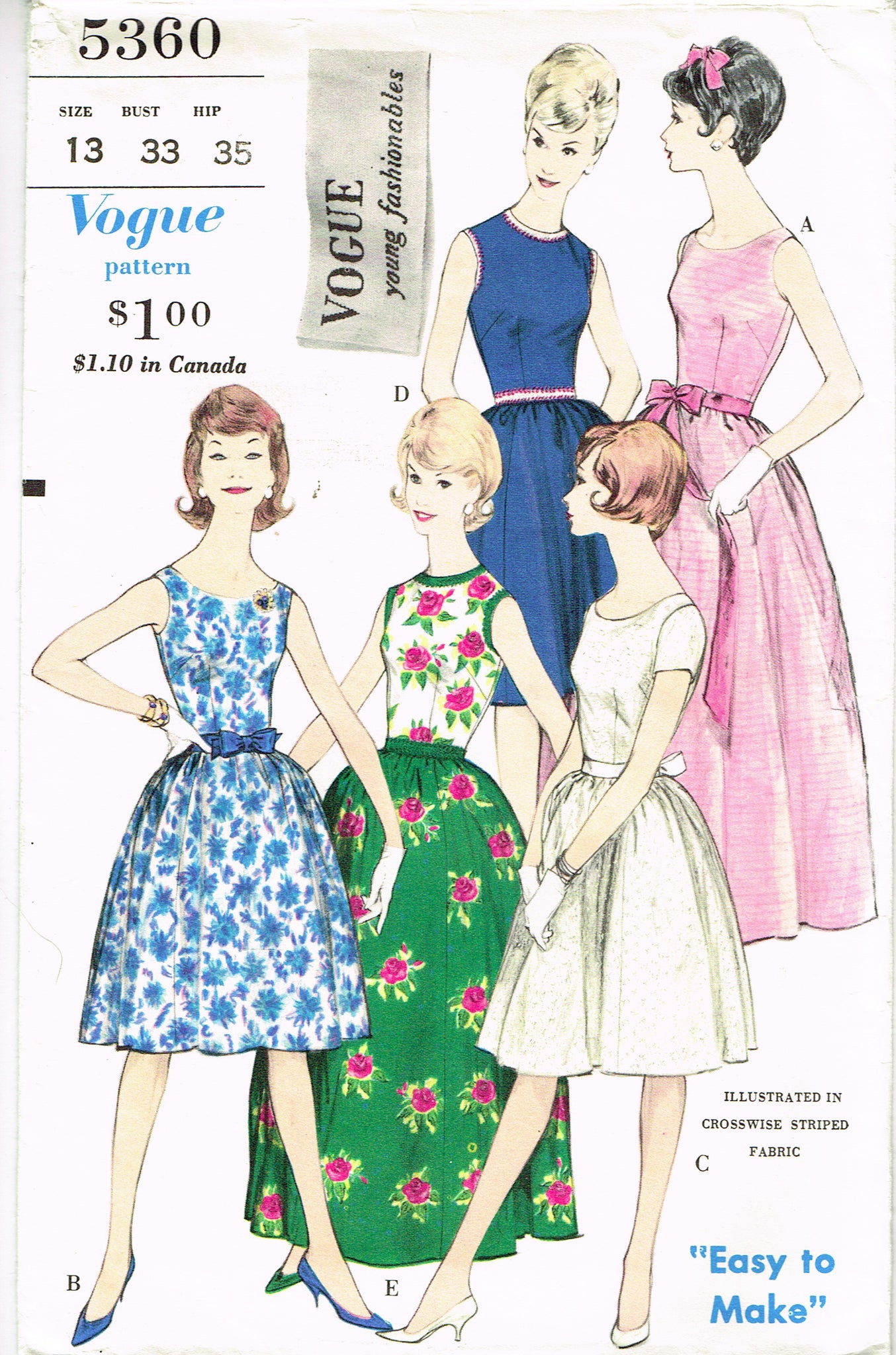 Vogue 5360: 1960s Easy Misses Party or Prom Dress 33B Vintage Sewing P Vintage4me2 Vogue 5360: 1960s Easy Misses Party or Prom Dress 33B Vintage Sewing P Vintage4me2