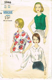 1950s Vintage Vogue Sewing Pattern 5946 Uncut Misses Button Blouse Size 12 32B