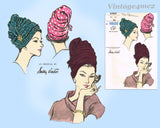 Vogue 5989: 1960s Rare Sally Victor High Turban Hat Vintage Sewing Pattern