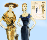 Vogue Couturier 626: 1950s Misses Cocktail Dress Sz 36 B Vintage Sewing Pattern
