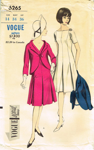 Vogue Special 6265: 1960s Uncut Misses Dress & Jacket Sz 34 B Vintage Sewing Pattern