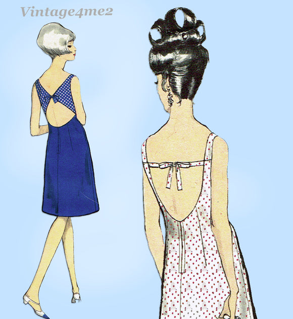 Vogue 6478: 1960s Glamorous Backless Sun Dress Size 36 B Vintage Sewing Pattern