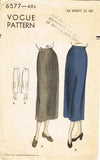 1940s Vintage Vogue Sewing Pattern 6577 Misses Easy Skirt