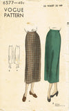 1940s Vintage Vogue Sewing Pattern 6577 Misses Easy Skirt
