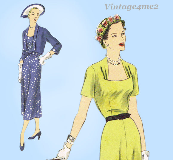 Vogue 6995: 1950s Stunning Misses Dress & Bolero Sz 32 B Vintage Sewing Pattern