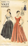 Vogue 7200: 1950s Stunning Misses Evening Gown Sz 32 Bust Vintage Sewing Pattern