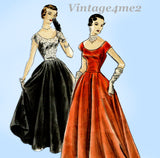 Vogue 7200: 1950s Stunning Misses Evening Gown Sz 32 Bust Vintage Sewing Pattern