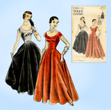 Vogue 7200: 1950s Stunning Misses Evening Gown Sz 32 Bust Vintage Sewing Pattern