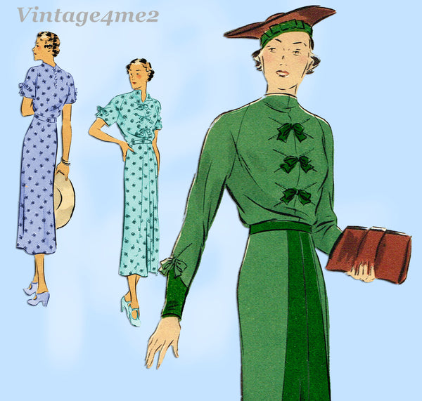 Vogue 7209: 1930s Stunning Women's Street Dress Size 36 B Vintage Sewing Pattern
