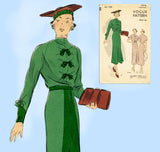 Vogue 7209: 1930s Stunning Women's Street Dress Size 36 B Vintage Sewing Pattern