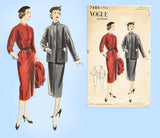 Vogue 7486: 1950s Uncut Misses Dress & Coat Sz 32 B Vintage Sewing Pattern
