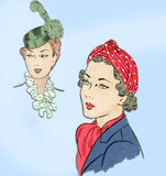 Vogue 8426: 1930s Misses Turban and Hat Set Sz 23" Head Vintage Sewing Pattern