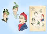 Vogue 8426: 1930s Misses Turban and Hat Set Sz 23" Head Vintage Sewing Pattern