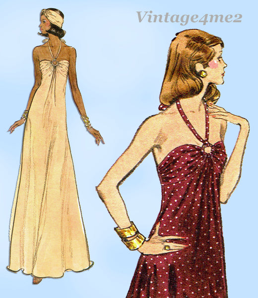 Vogue 8724: 1970s Very Easy Vogue Sexy Disco Dress Sz 10 Vintage Sewing Pattern