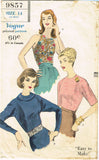 Vogue 9857: 1950s Easy Misses Blouse Set Size 34 Bust Vintage Sewing Pattern