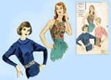 Vogue 9857: 1950s Easy Misses Blouse Set Size 34 Bust Vintage Sewing Pattern