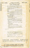 Vogue S-4896: 1940s Glamorous Misses Cocktail Dress 34 B Vintage Sewing Pattern