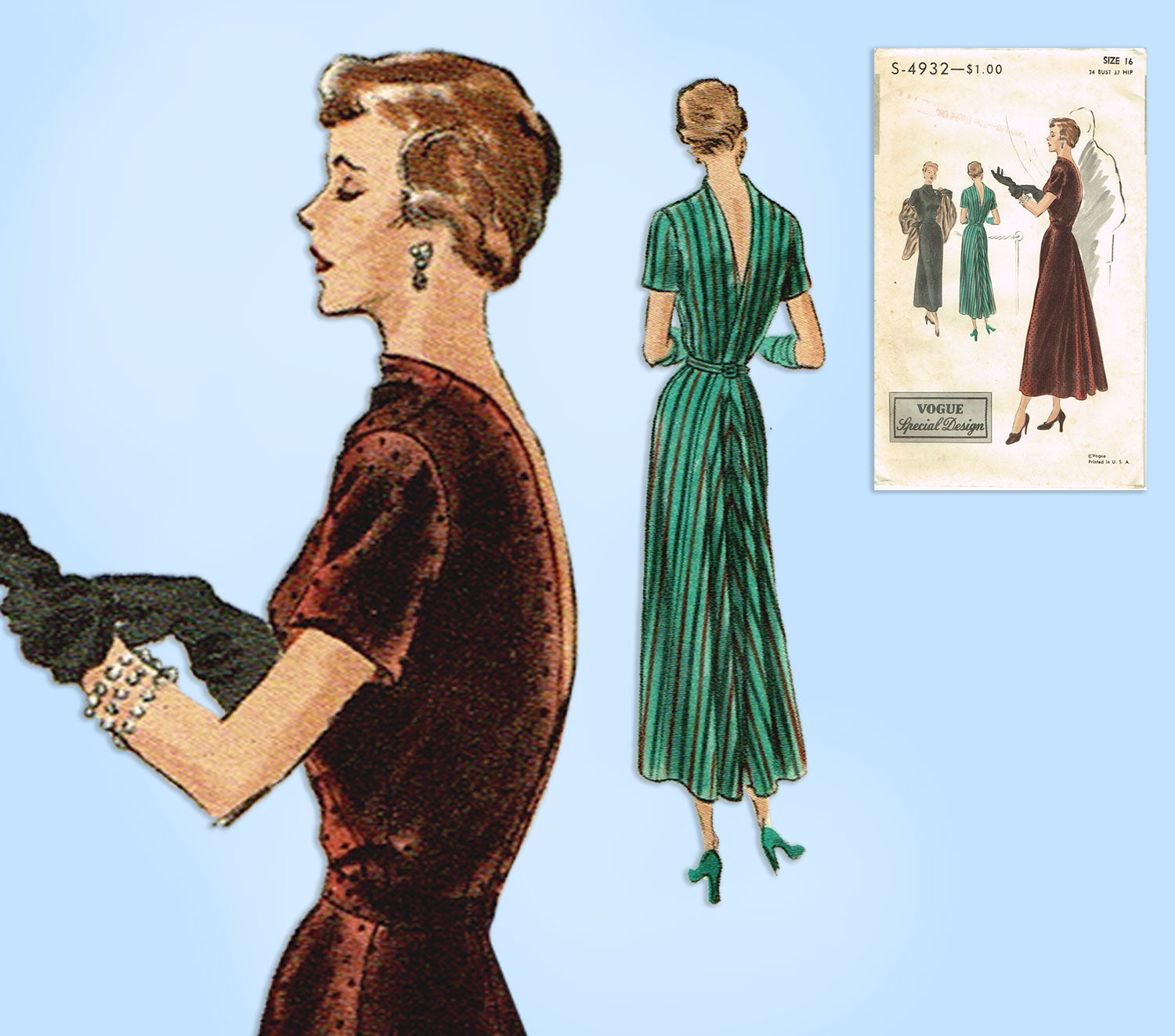 sachin and babi light blue dress 1940s Sewing Patterns main image 0