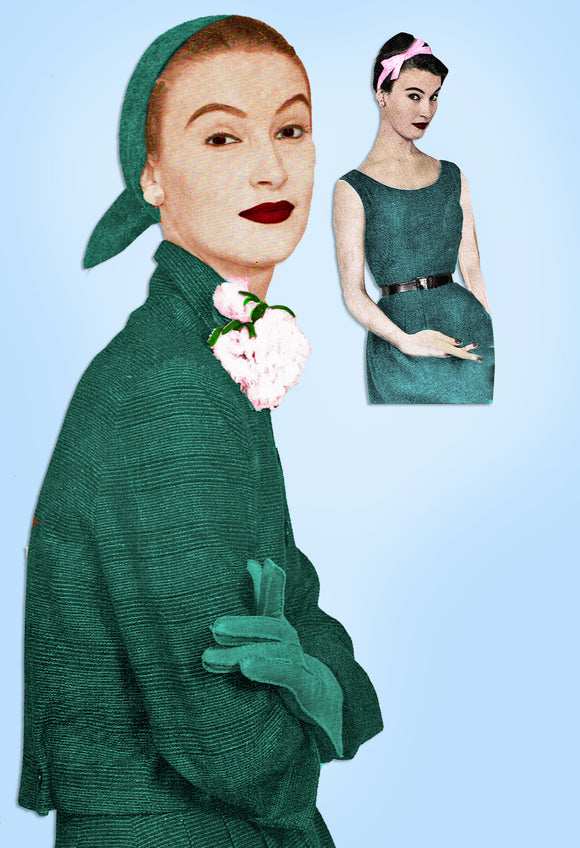 1950s Vintage Woman's Day Sewing Pattern 5050 Uncut Misses Dress & Jacket Sz 34B - Vintage4me2