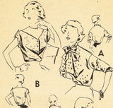 1950s Vintage Woman's Day Sewing Pattern 5052 Uncut Misses Blouse Set Sz 34 Bust - Vintage4me2