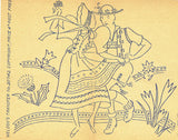 1930s Uncut Weldon English Embroidery Transfer 20742 Uncut Dancing Peasant Motif - Vintage4me2