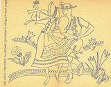 1930s Uncut Weldon English Embroidery Transfer 20742 Uncut Dancing Peasant Motif - Vintage4me2