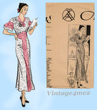 Anne Adams 1776: 1930s Rare Misses Dinner Dress Size 38 B Vintage Sewing Pattern