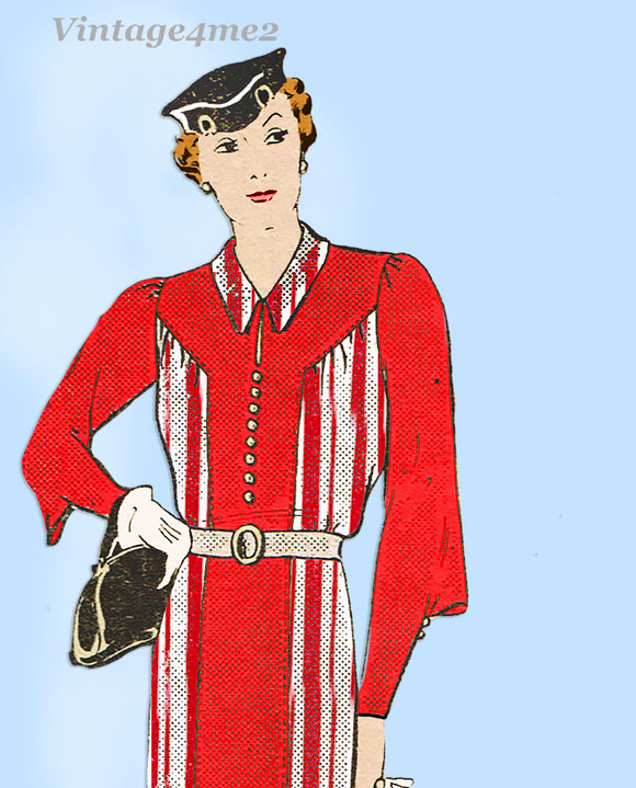 Anne Adams 4194: 1930s Misses Afternoon Dress Sz 38 Bust Vintage Sewing Pattern