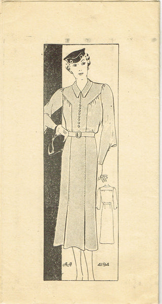 Anne Adams 4194: 1930s Misses Afternoon Dress Sz 38 Bust Vintage Sewing Pattern