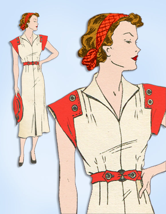 1930s Vintage Anne Adams Sewing Pattern 4315 Misses Street Dress Size 34 Bust
