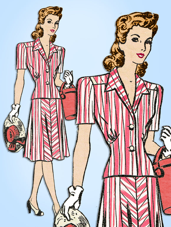 Anne Adams 4320: 1940s Misses WWII 2 Piece Suit Size 34 B Vintage Sewing Pattern - Vintage4me2