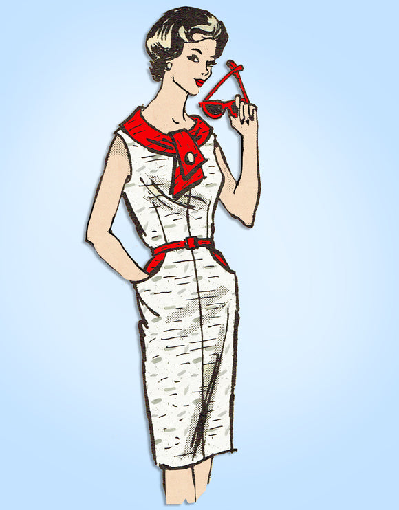 Anne Adams 4504: 1950s Misses Wiggle Sun Dress Sz 35 Bust Vintage Sewing Pattern - Vintage4me2