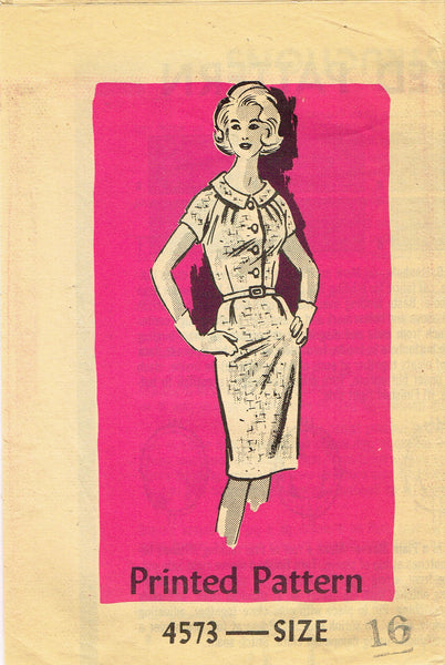 Anne Adams 4573: 1960s Misses Day Dress Sz 36 Bust Vintage Sewing Pattern